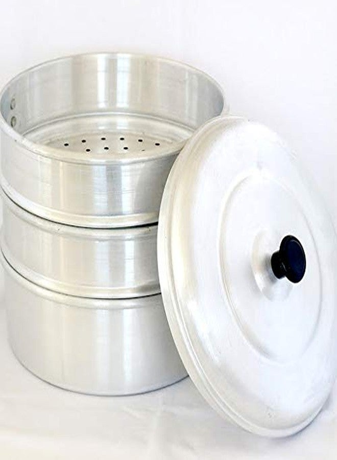 KC Aluminium Momos Steamer 3 Tier Capacity 3 Liters Diameter 8 Inches Silver - Image 4