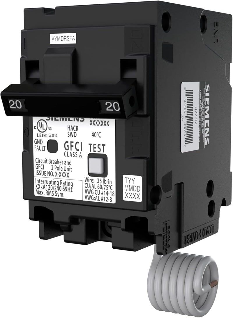 SIEMENS SIEMENS Q220GF Ground Fault Circuit Interrupter 20 Amp 2Pole GFCI Circuit Breaker Replaces QF220A  - Image 1