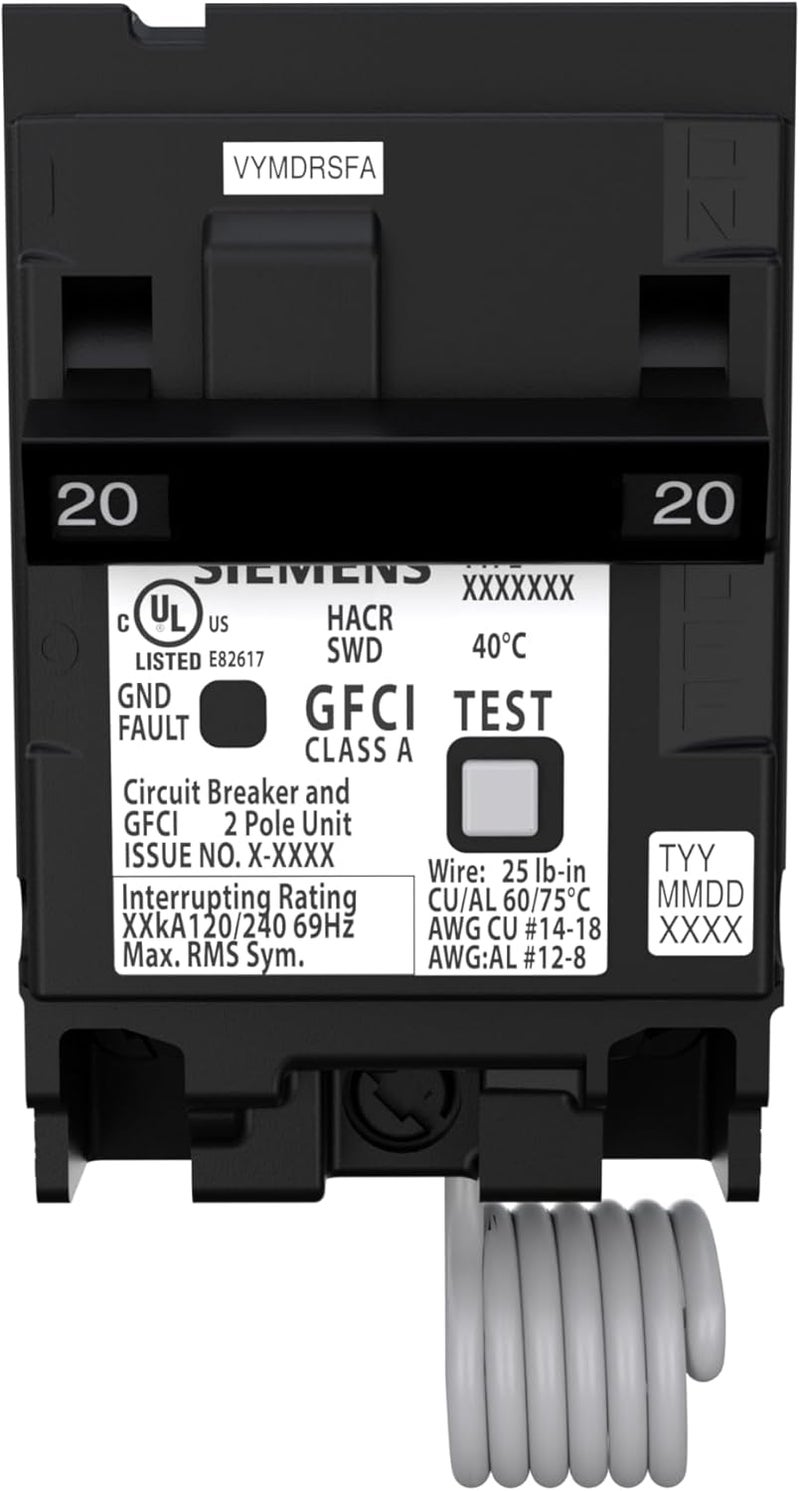 SIEMENS SIEMENS Q220GF Ground Fault Circuit Interrupter 20 Amp 2Pole GFCI Circuit Breaker Replaces QF220A  - Image 2