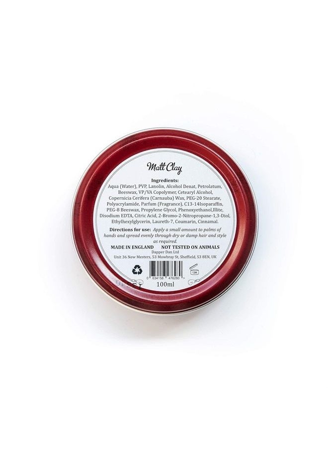 Dapper Dan Matt Clay, Strong Hold Matt Finish, Soft Clay, Easy Application, Mens Hair Styling Product, 2 x 100 ml 