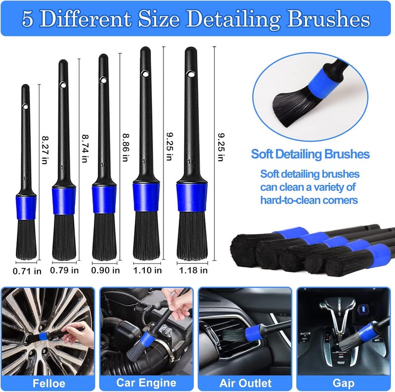 TTRCB 27Pcs Car Detailing Kit, Car Detailing Brush Set, Auto Detailing Drill Brush Set, Car Detailing Brushes, Car Wash Kit, Car Accessories, Car Cleaning Tools Kit for Interior, Exterior, Blue, 27PCS-Blue - Image 3