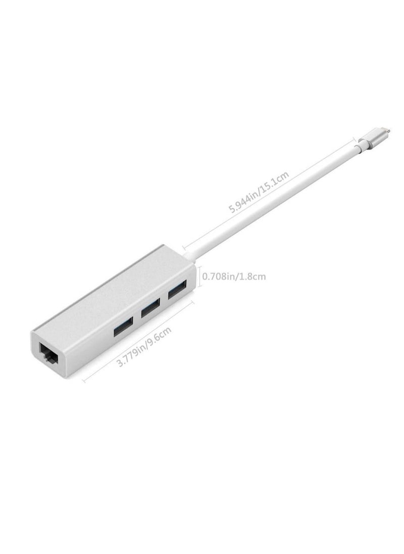 ماركة غير محددة محول RTS USB-C إلى 3 منافذ USB + شبكة إيثرنت RJ45 - أداء عالي - فضي  - Image 2