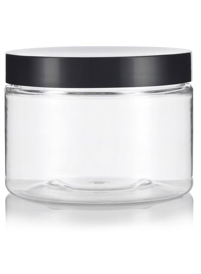 JUVITUS 12 Oz Clear Pet Plastic Refillable Low Profile Jar With Black Smooth Lids (6 Pack) - Image 5