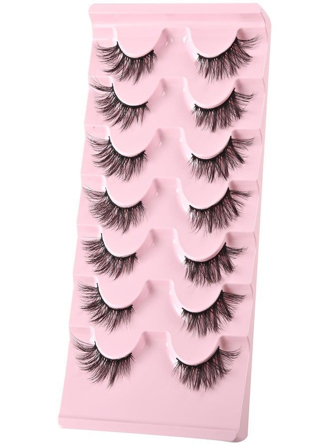FARRED Half Lashes Cat Eye Lash Wispy False Eyelashes Short 7 Pairs Strip Natural Lashes Fluffy Mink Fox Eye Lashes Pack Small Eyelashes Full Lashes A13 | 5-14MM Black - Image 3