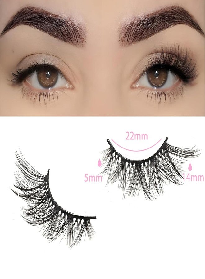 FARRED Half Lashes Cat Eye Lash Wispy False Eyelashes Short 7 Pairs Strip Natural Lashes Fluffy Mink Fox Eye Lashes Pack Small Eyelashes Full Lashes A13 | 5-14MM Black - Image 2