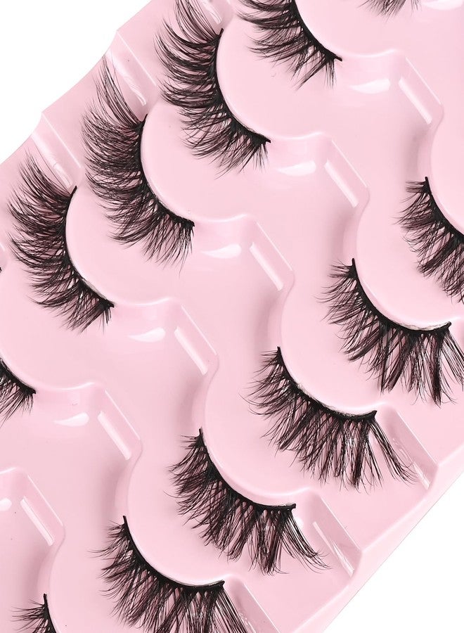 FARRED Half Lashes Cat Eye Lash Wispy False Eyelashes Short 7 Pairs Strip Natural Lashes Fluffy Mink Fox Eye Lashes Pack Small Eyelashes Full Lashes A13 | 5-14MM Black - Image 4