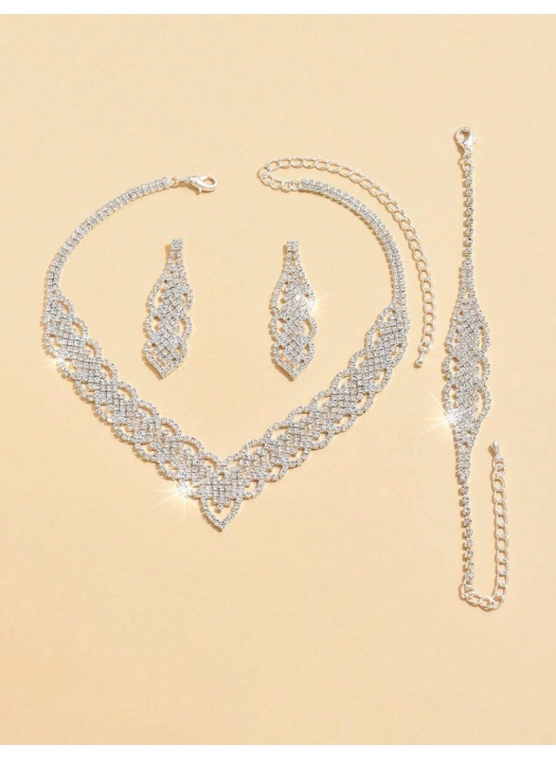 JewelryPalace Amazing Trendy Women's Zirconia Necklace And Earrings And Bracelet  Jewellery Set  - Image 3