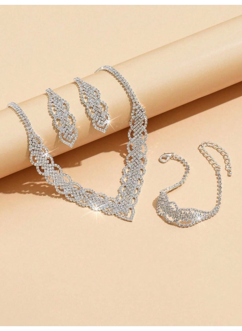 JewelryPalace Amazing Trendy Women's Zirconia Necklace And Earrings And Bracelet  Jewellery Set  - Image 4