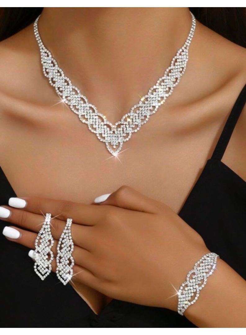 JewelryPalace Amazing Trendy Women's Zirconia Necklace And Earrings And Bracelet  Jewellery Set  - Image 1