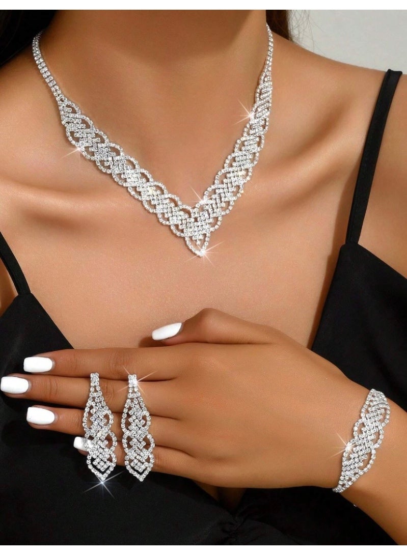 JewelryPalace Amazing Trendy Women's Zirconia Necklace And Earrings And Bracelet  Jewellery Set  - Image 2