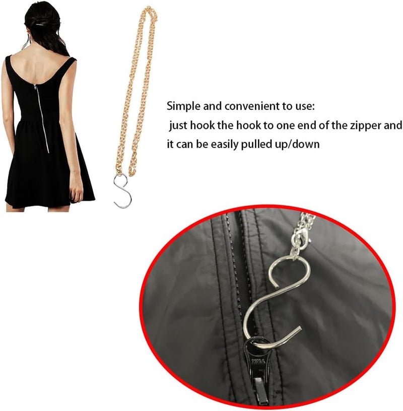 klarako Dress Zipper Helper klarako 2pcs Zipper Puller Zipping Up Down Dress by Yourself, Light Gold and Silver 47.2 Inches Zip Aid Tool Zipper Pull Assistant - Image 4