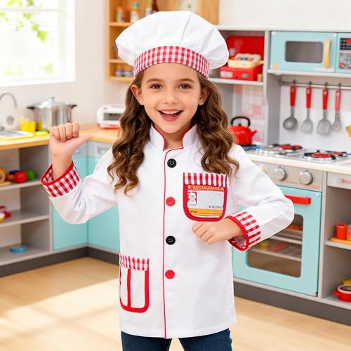Davsolly Career Day Costume for Kids Chef Costume for Boys Girls Cooking Play Halloween 100th day of School - Image 5