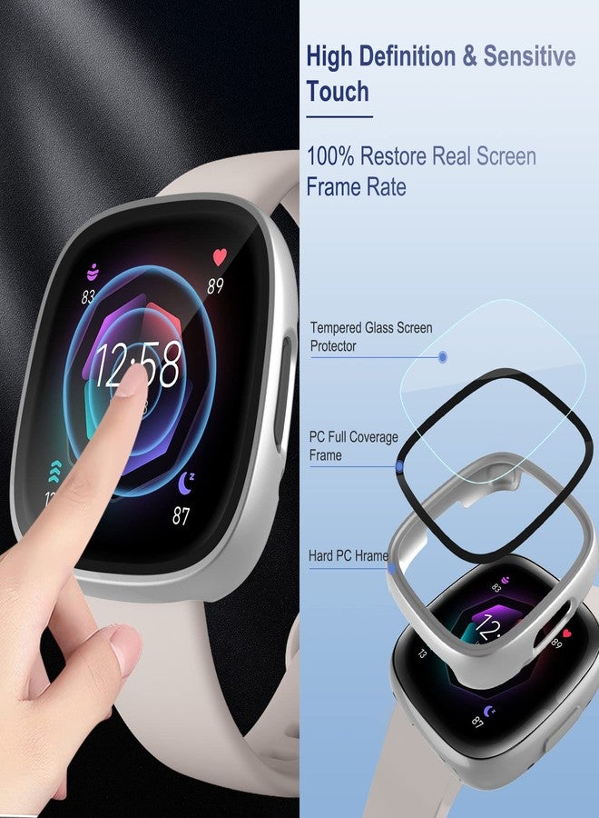 KPYJA 10-Pack Tempered Glass Screen Protector with Hard PC Case Compatible with Fitbit Versa 4/Sense 2, All-Around Protective Screen Full Cover Bumper Compatible for Fitbit Sense 2/Versa 4 Smart Watch - Image 4