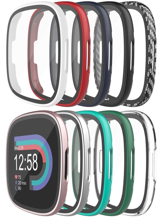 KPYJA 10-Pack Tempered Glass Screen Protector with Hard PC Case Compatible with Fitbit Versa 4/Sense 2, All-Around Protective Screen Full Cover Bumper Compatible for Fitbit Sense 2/Versa 4 Smart Watch - Image 1
