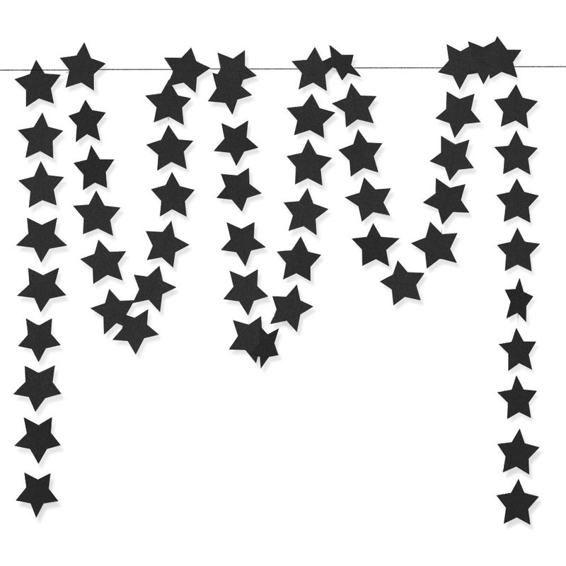 Aonor Glitter Black Star Hanging Garland - Twinkle Paper Star Banner for Festival Home Wall Decoration  Halloween Themed Party  Birthday Party Decorations  2.8""  Totally 23 ft/7m - Image 1