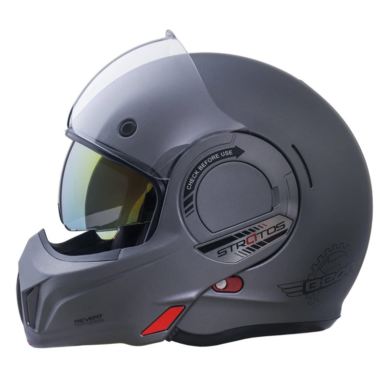 BEON Full Face Motorcycle Helmet DOT Approved 180 Reversible Chin Guard Modular Pilot Helmet with AntiFog Dual Visors for Adult Men Women SXXL