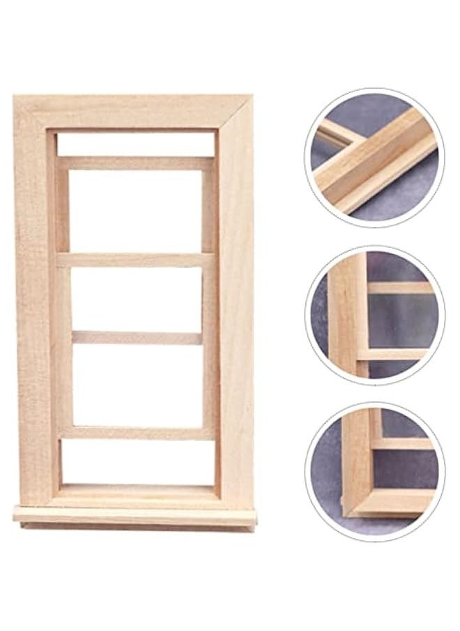 Generic - 1: 12 Scale Wooden Window Dollouse Mini Window Frame Miniature Wooden Furniture for Doll House Decoration Dollouse Accessories - Image 1