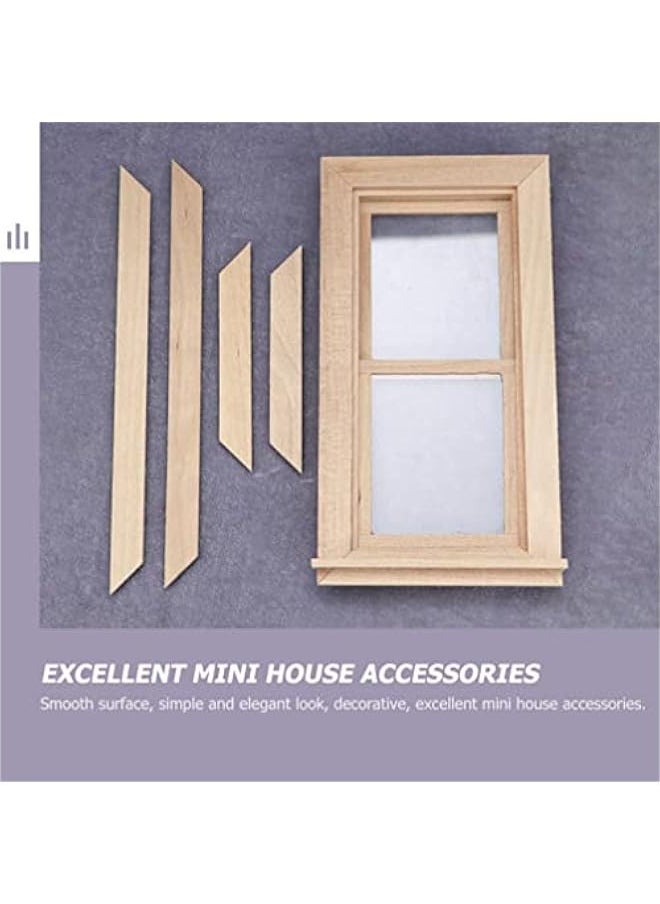 Generic - 1: 12 Scale Wooden Window Dollouse Mini Window Frame Miniature Wooden Furniture for Doll House Decoration Dollouse Accessories - Image 1