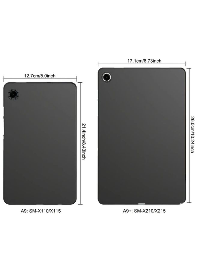 TPU Shockproof Protective Case For Samsung Galaxy Tab A9 Plus Slim Fit Minimalist Flexible Soft Shell Frosted Finish Black - Image 2