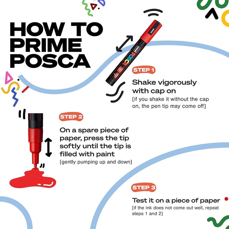 POSCA PC-5M Water Based Permanent Marker Set of 8 - Image 2