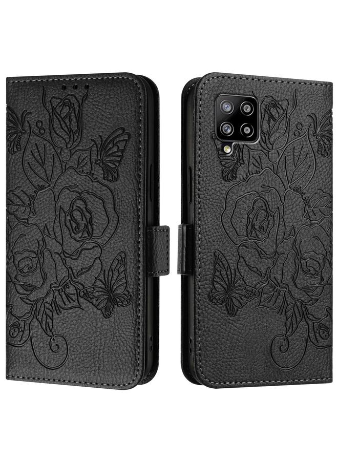 S-TOP Case For Samsung Galaxy A42 5G / M42 Embossed Rose RFID Anti-theft Leather Phone Case - Image 2