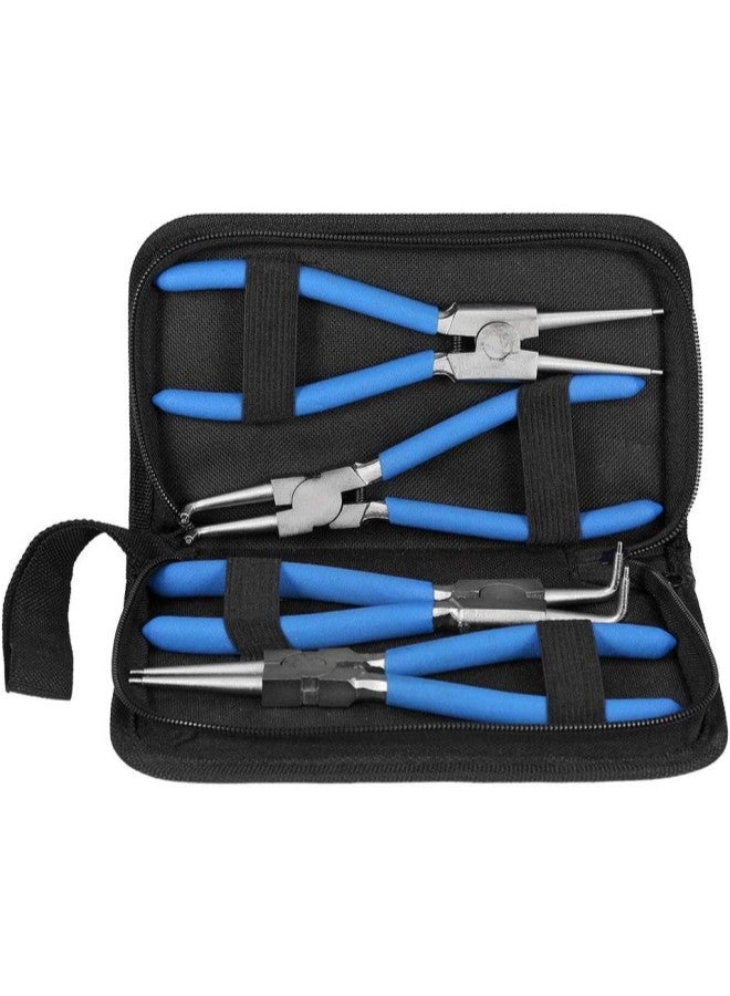 klarako Snap Ring Pliers, 4pc Professional 7" Internal External Straight Bent Circlip Snap Ring Pliers Set, Repair Tool Comfort Grip for Automotive,Mowers - Image 2