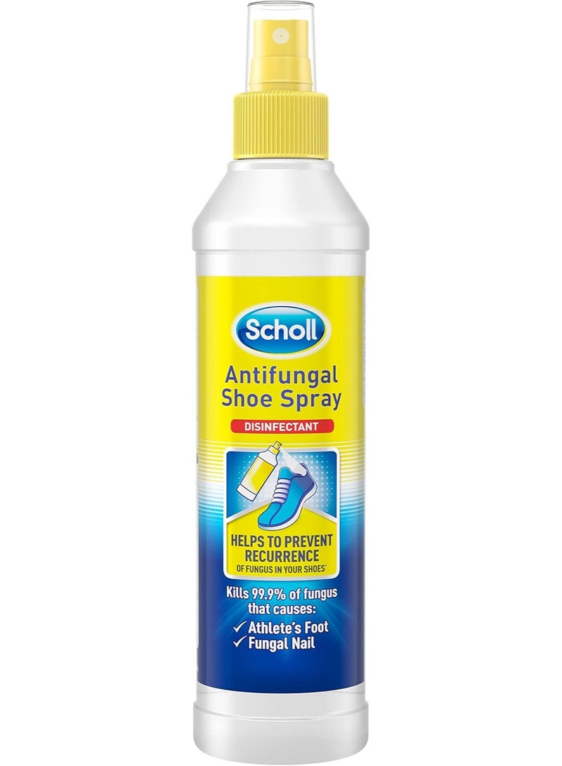 Scholl رذاذ أحذية مضاد للفطريات ومعقم، 250 مل - يقضي على 99.9% من الفطريات المسببة لفطريات الأظافر وقدم الرياضي، والبكتيريا المسببة للرائحة - Image 1