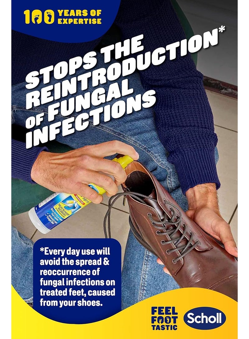Scholl رذاذ أحذية مضاد للفطريات ومعقم، 250 مل - يقضي على 99.9% من الفطريات المسببة لفطريات الأظافر وقدم الرياضي، والبكتيريا المسببة للرائحة - Image 2