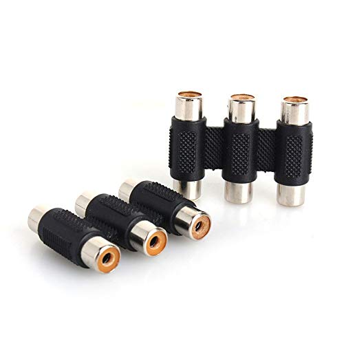 LipiWorld® RCA Female to RCA Female Coupler converter Jointer Jack (3 PCS 3RCA F to F Jack) - Image 3