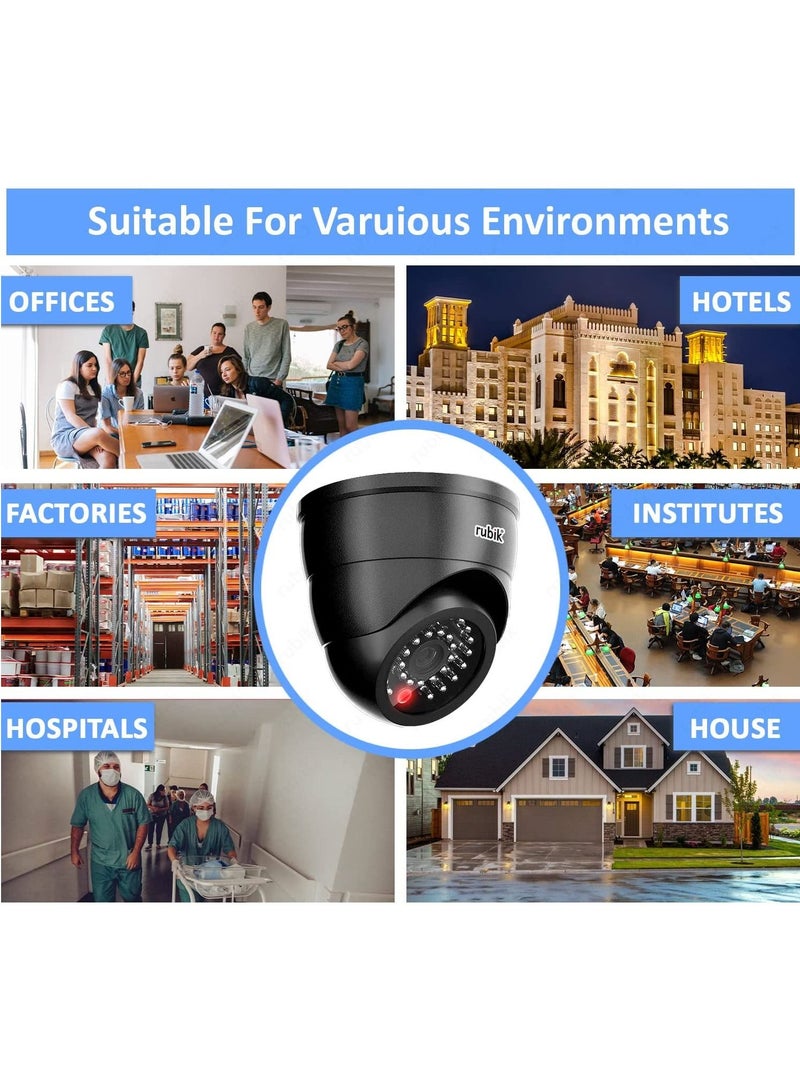 Rubik 2pc Dummy CCTV Camera with Flashing LED Light, Adjustable Fake Surveillance Camera Security Indoor Dome Camera with LED Light (Black)  - Image 3