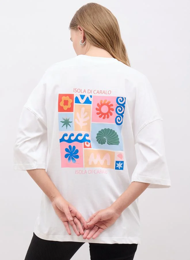 Styli Graphic Print Short Sleeve Oversized T-Shirt