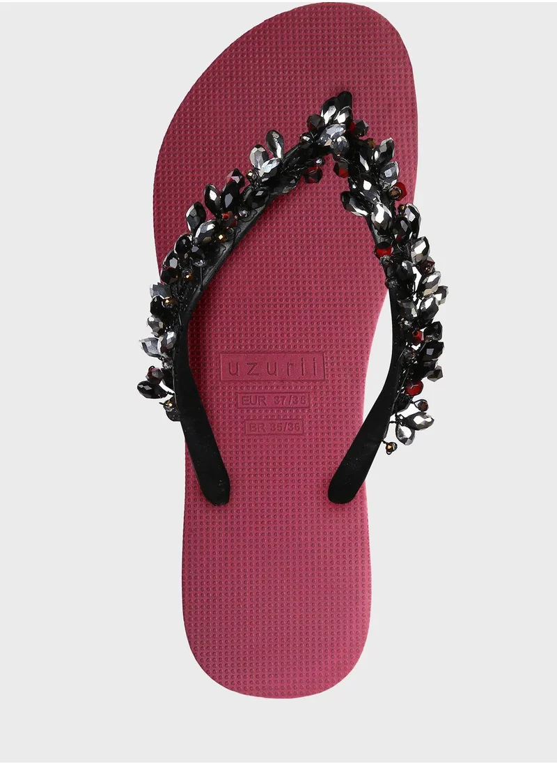 uzurii Amazon Embellished Flip Flop