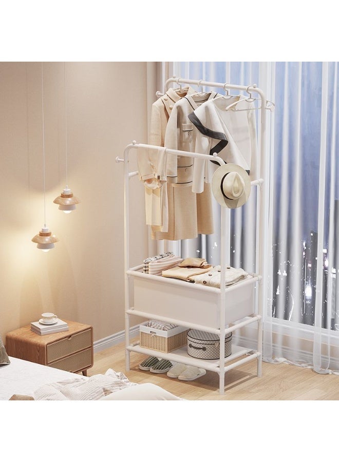 Minimalist Clothing Rack with Bottom Storage Shelves Ideal for Keeping Your Wardrobe Organized in a Compact Area While Adding a Clean Modern Look to Your Bedroom or Dressing Area