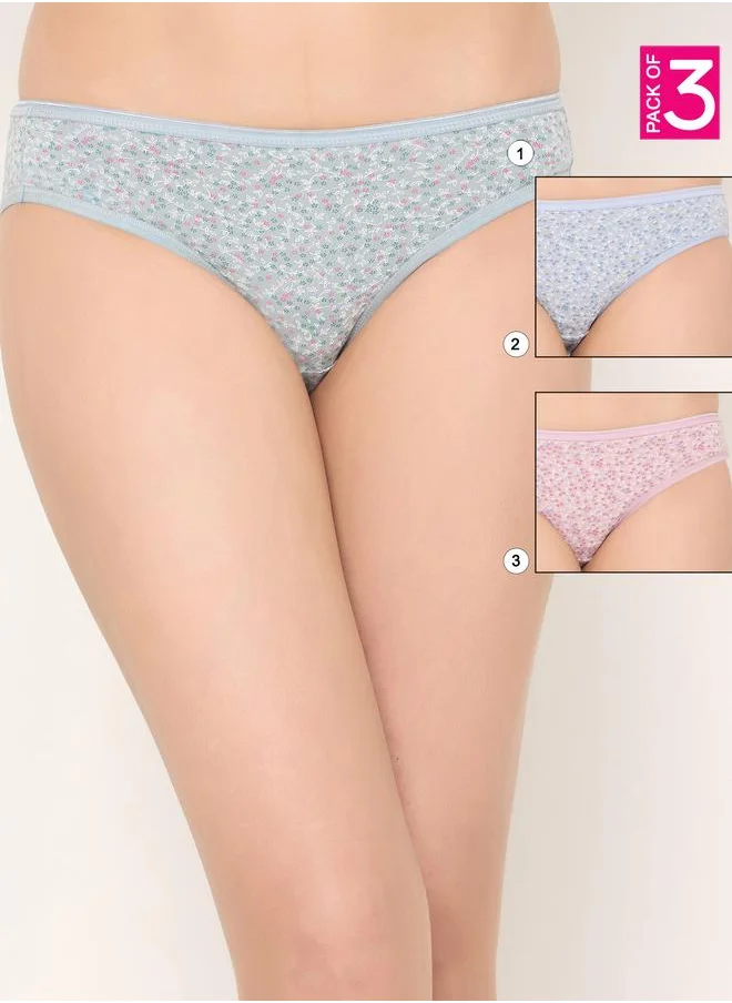 Clovia Clovia Set of 3 - Low Rise Floral Print Bikini Panties