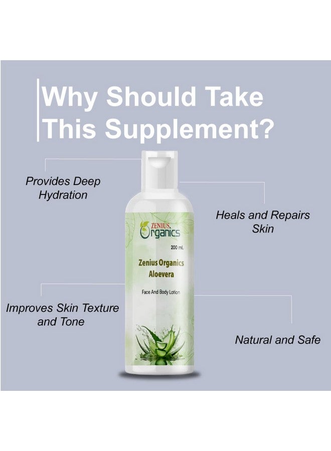 ZENIUS Natural Aloevera Face and Body Lotion,24 HR Long Lasting Moisturisation with Aloe Vera extract and Honey, 200ml - Image 3