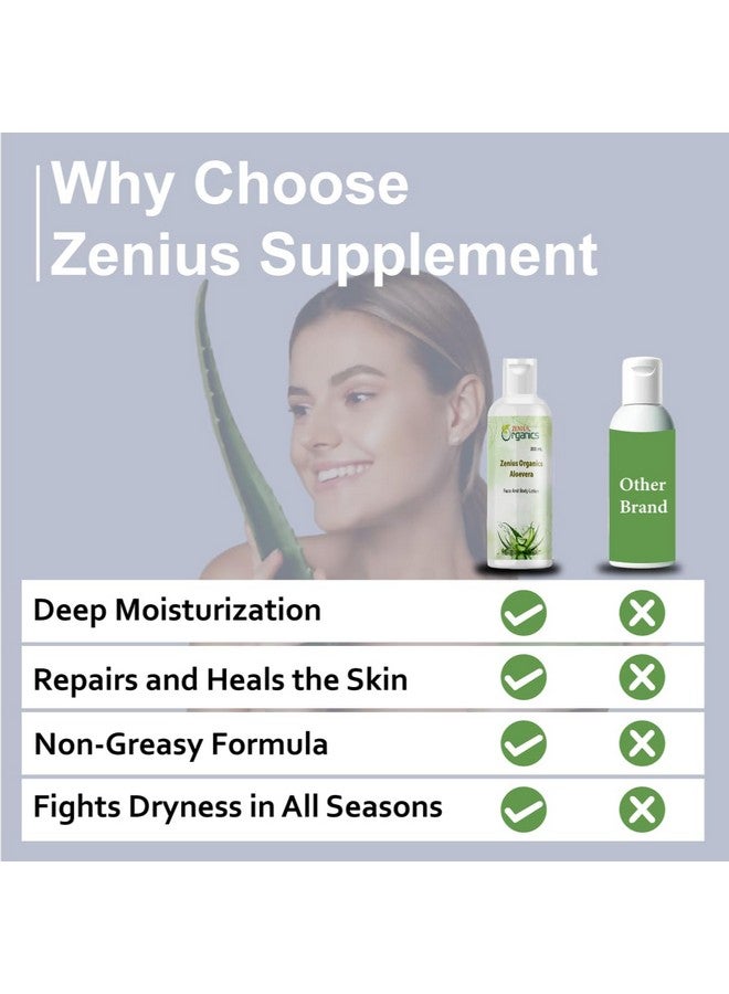 ZENIUS Natural Aloevera Face and Body Lotion,24 HR Long Lasting Moisturisation with Aloe Vera extract and Honey, 200ml - Image 2
