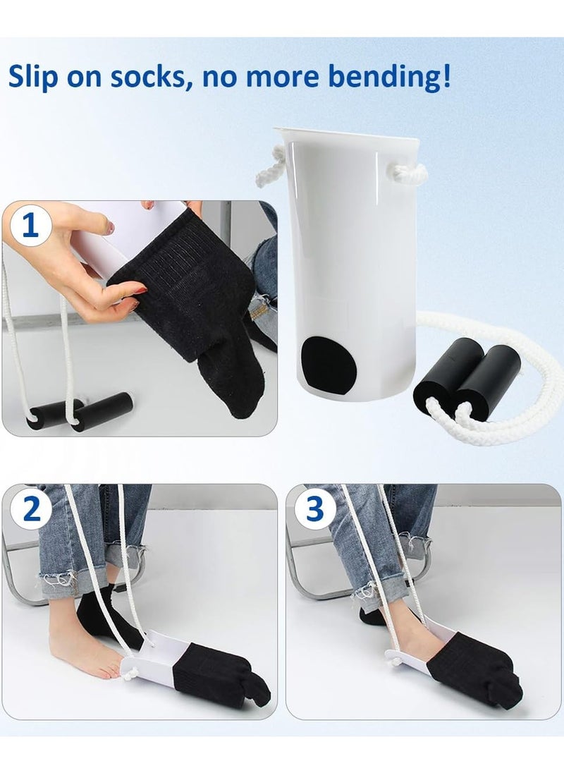 Ru syanl - Sock Aids Kit for Putting On Socks No Bending Long Rope with Flexible Sock Aid Device Sock Helpers for Seniors Compression Sock Assistant with Removing Socks Shoe Horn - Image 1