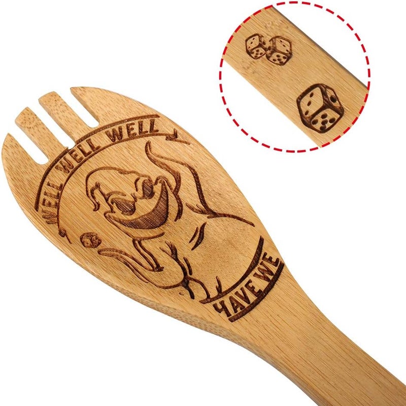 HYGNN Halloween Idea Utensil Burned Wooden Spoons Set House Warming Wedding Present Slotted Spoon 5 Piece SpoonSet - Image 2