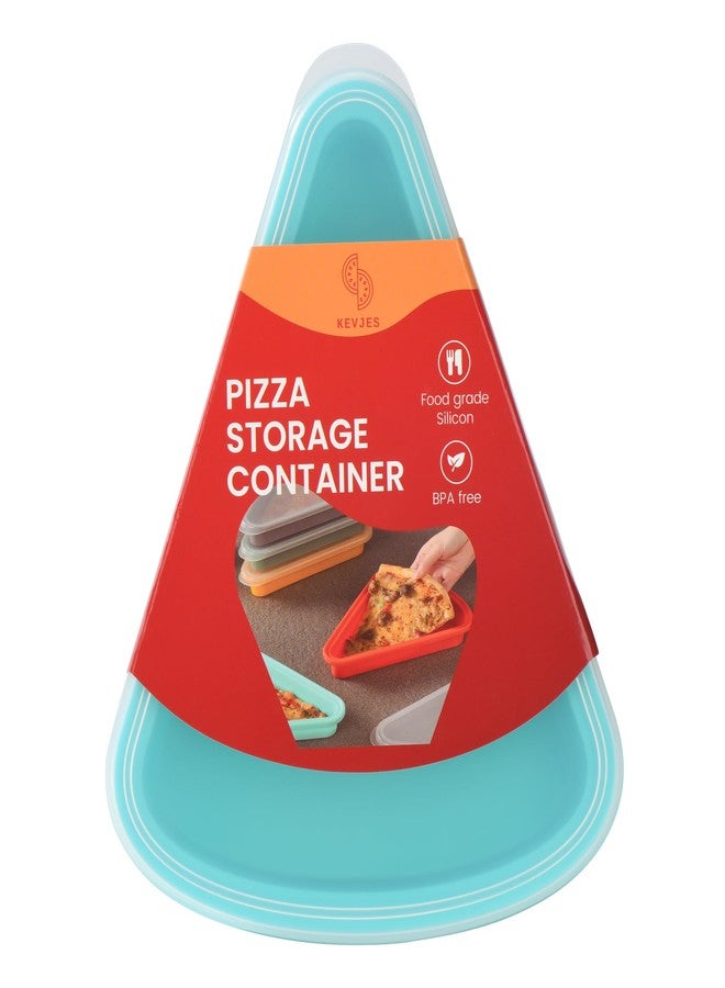 KEVJES 2-Pack Reusable Silicone Leftover Pizza Slice Storage Container with Air-tight Lids-BPA Free,Fits Single Slice up to 16”,Save Space,Refrigerator organizer(2 Blue) - Image 1