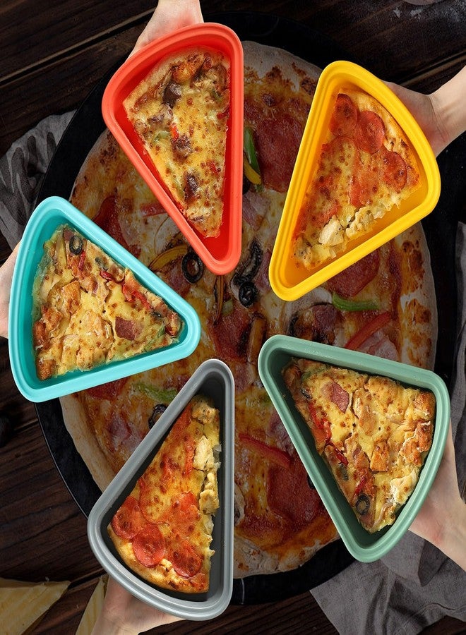 KEVJES 2-Pack Reusable Silicone Leftover Pizza Slice Storage Container with Air-tight Lids-BPA Free,Fits Single Slice up to 16”,Save Space,Refrigerator organizer(2 Blue) - Image 5