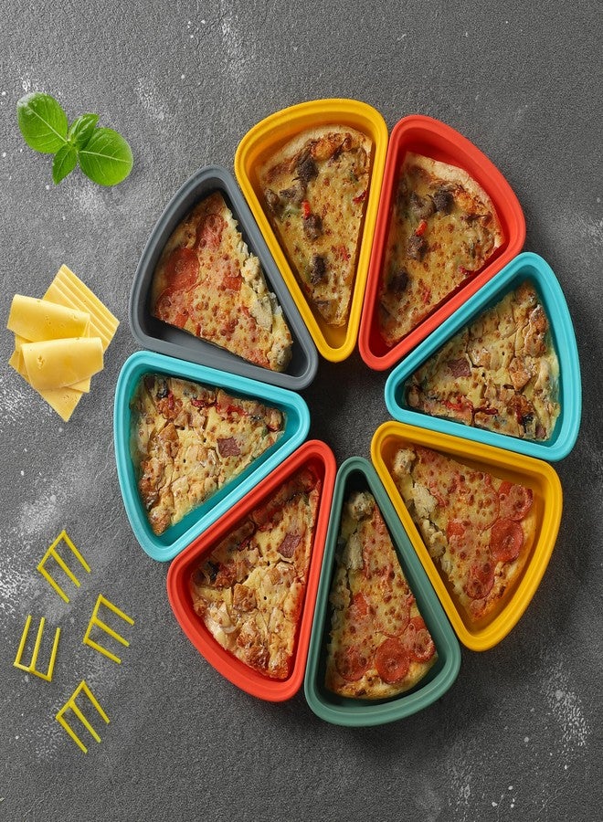KEVJES 2-Pack Reusable Silicone Leftover Pizza Slice Storage Container with Air-tight Lids-BPA Free,Fits Single Slice up to 16”,Save Space,Refrigerator organizer(2 Blue) - Image 4