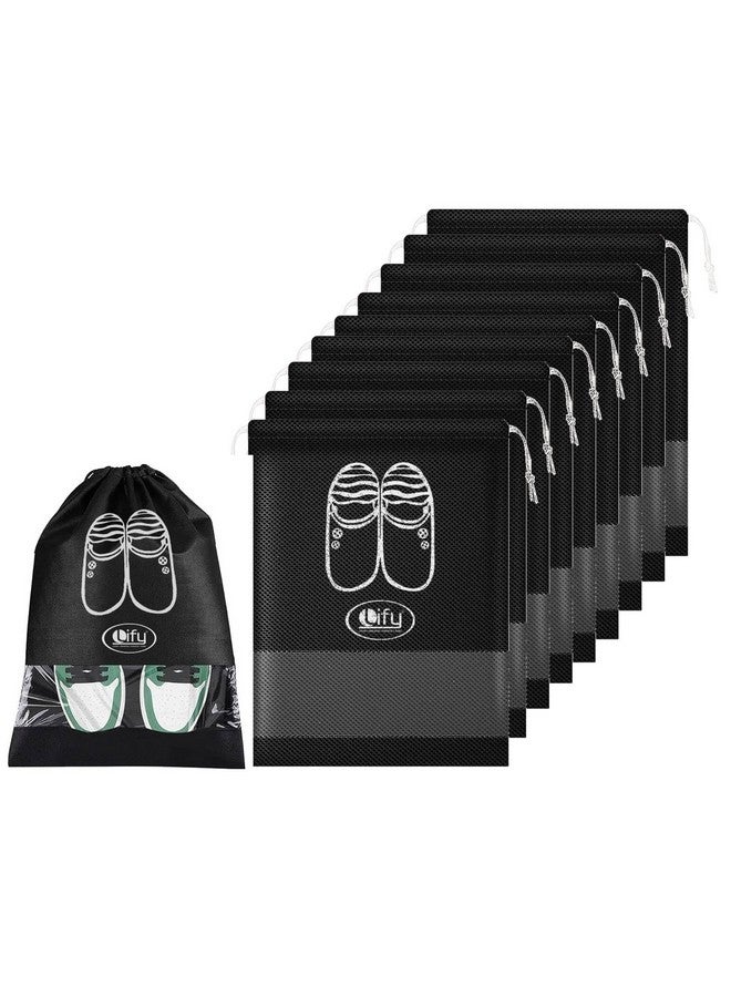 Lify حقائب أحذية سفر محمولة منظم أحذية توفير المساحة - عبوة 10 قطع (أسود 10 قطع، 16 × 12 بوصة) - Image 1