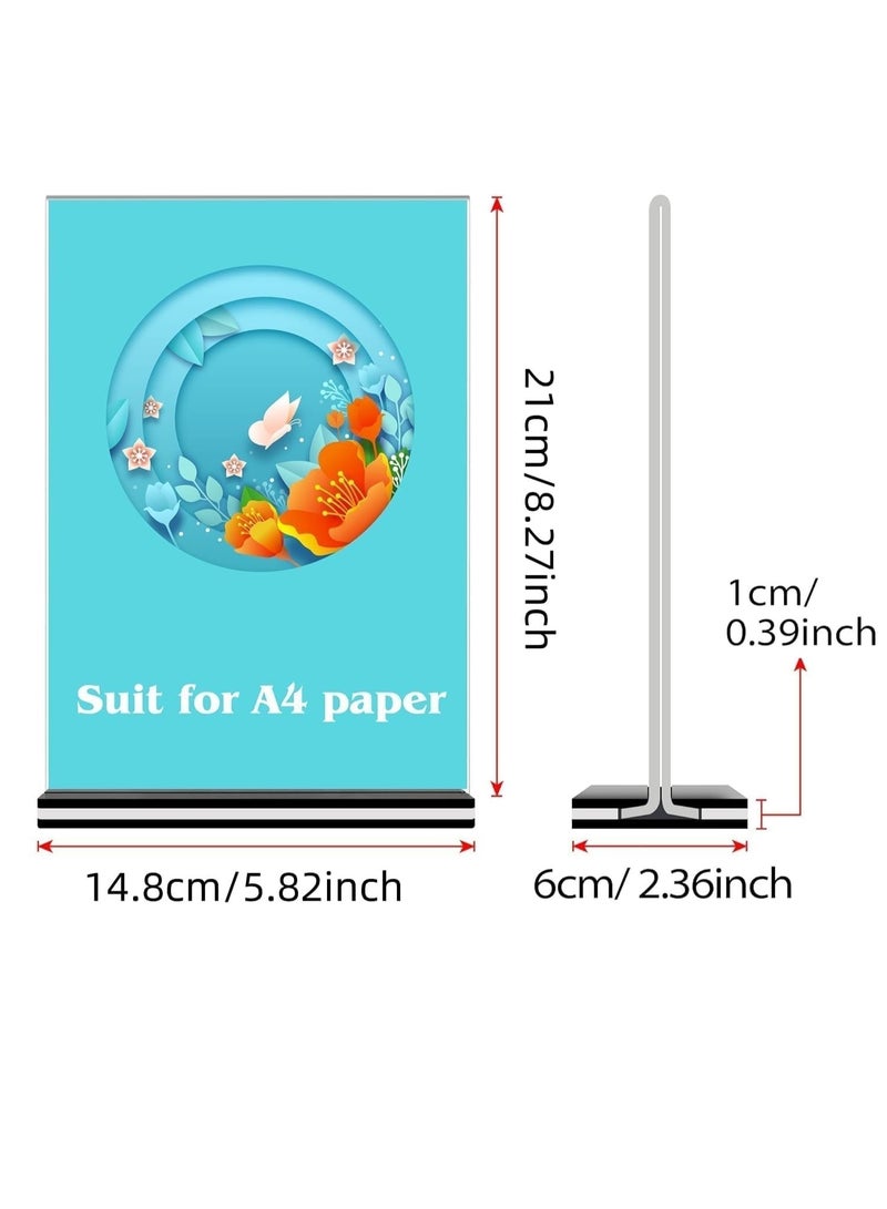 Slasa SLASA 5 Pack Acrylic Sign Holder 21 x 14.28 cm – Double-Sided Clear Display Stand – T-Type Acrylic Menu Holder for Restaurant, Hotel, Promotions, Photos, Documents & More  - Image 4