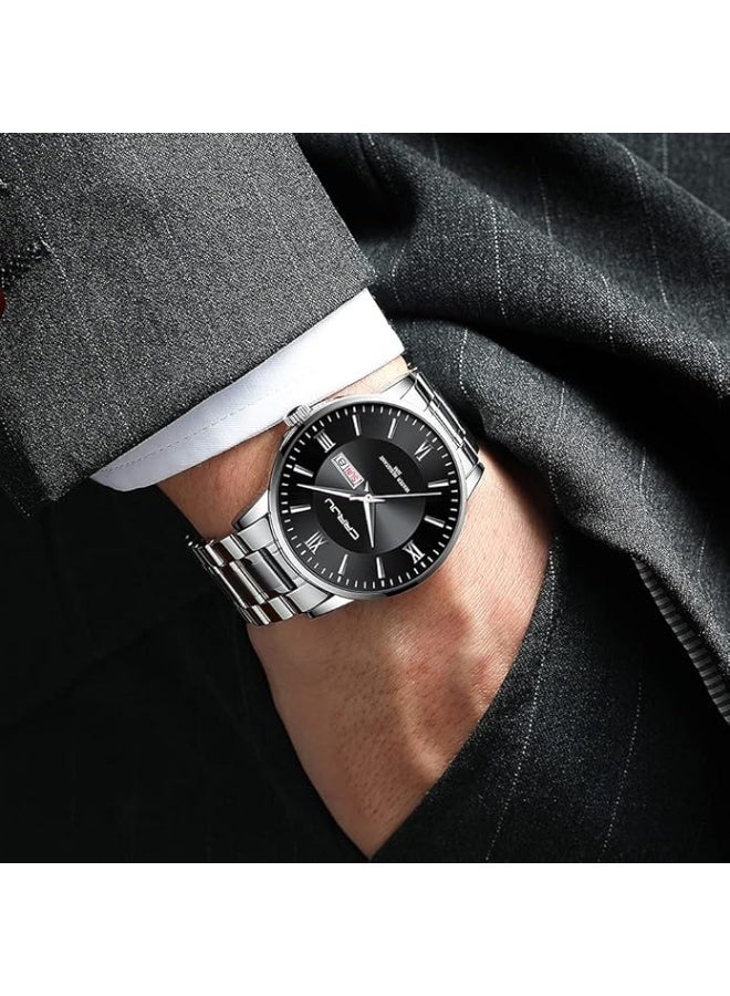 CRRJU Men's Fashion Luxury Stainless Steel Watches for Men Business Auto Date Chronograph Analog Quartz Wristwatches - Image 5