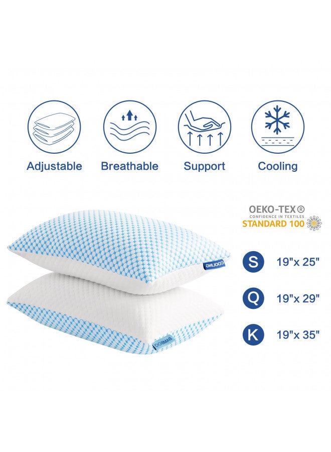 EASELAND EASELAND Firm Pillow Shredded Memory Foam(Adjustable Loft), Cooling Breathable for Sleeping King Size 2 Pack  - Image 5
