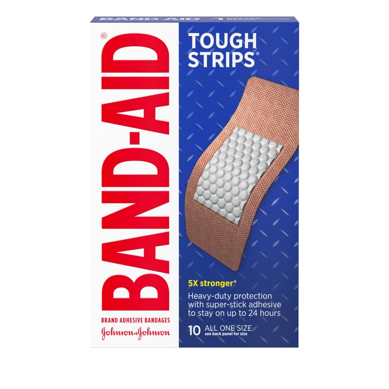 Band-Aid لصقات باند-أيد ماركة شريط قوي لاصقة للجروح، حماية متينة للجروح والخدوش الطفيفة، حجم كبير جداً، 10 قطع - Image 1