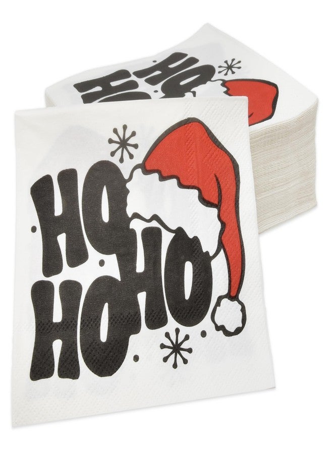 Gift Boutique - 100 Count Christmas Funny Cocktail Beverage Napkins Holiday Disposable Paper Napkin Ho Ho Ho Santa Hat Dessert Napkins for Home Dinner Buffet Xmas, Tableware Party Supplies Decorations - Image 3