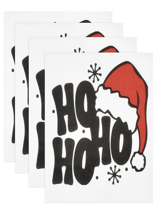 Gift Boutique - 100 Count Christmas Funny Cocktail Beverage Napkins Holiday Disposable Paper Napkin Ho Ho Ho Santa Hat Dessert Napkins for Home Dinner Buffet Xmas, Tableware Party Supplies Decorations - Image 5