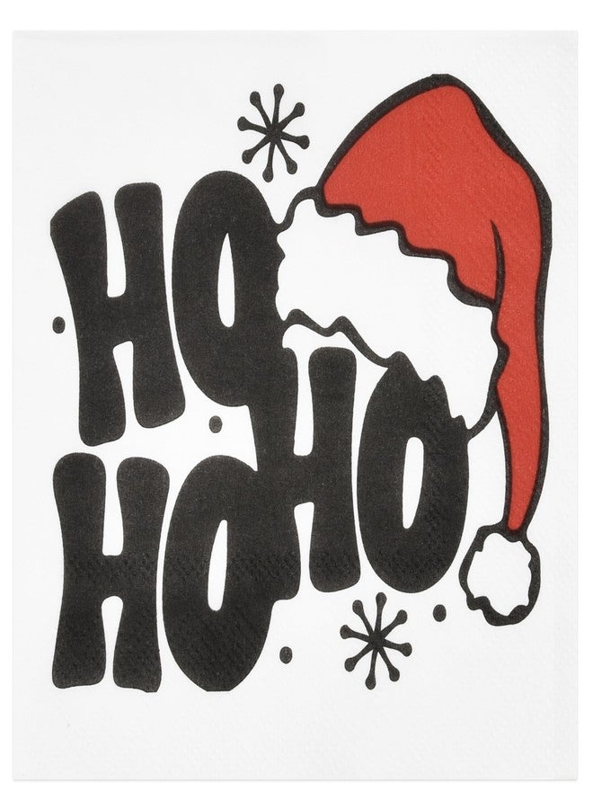 Gift Boutique - 100 Count Christmas Funny Cocktail Beverage Napkins Holiday Disposable Paper Napkin Ho Ho Ho Santa Hat Dessert Napkins for Home Dinner Buffet Xmas, Tableware Party Supplies Decorations - Image 1