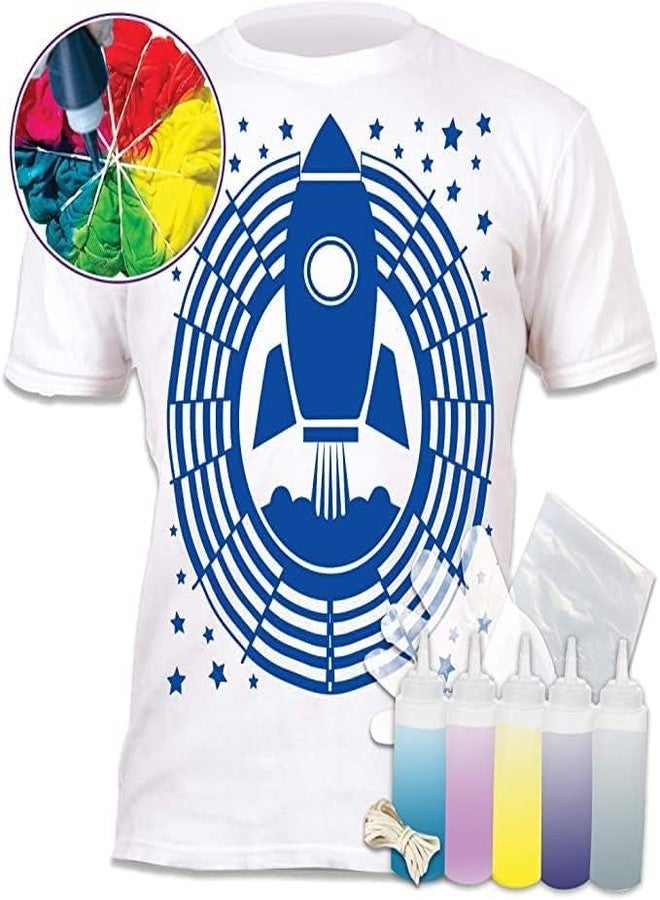 Splat Planet Space DIY Tie Dye T-Shirt Kit. Five Fabric Textile Paint Colors, Gloves, Apron, Tablecloth and Rubber Bands. Create Your own tie dye t-Shirt. DIY Art and Crafts (5-6 Years)